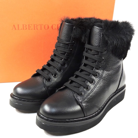 ALBERTO CICCIOLI 🇮🇹 WOMEN'S BLACK LEATHER COMFORT WINTER ANKLE BOOTIE - Picture 8 of 8